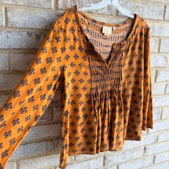 Vanessa Virginia "Madhia" 3/4 Sleeve V-Neck Peasant Geo Blouse Women's Size 12. - Picture 7 of 8